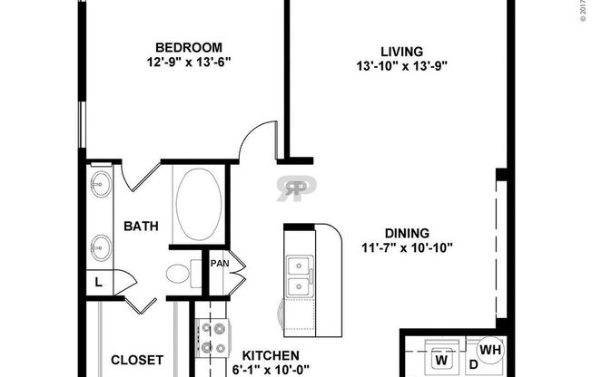 1 bed, 1 bath, 865 sqft, $1,567