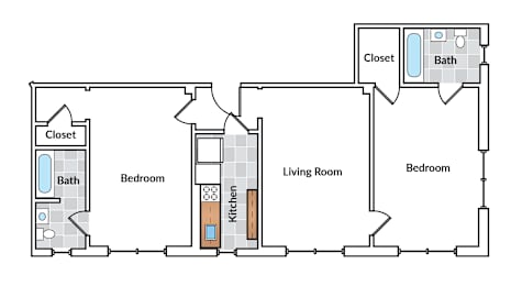 2 beds, 1 bath, 918 sqft, $2,899