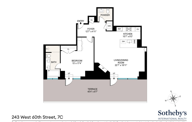 1 bed, 1.5 baths, 1,023 sqft, $6,400, Unit 7C