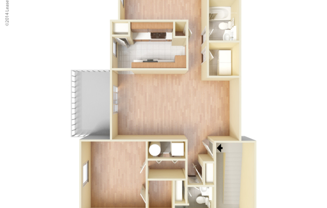 2 beds, 2 baths, 966 sqft, $1,220