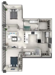 2 beds, 2 baths, 1,070 sqft, $3,449
