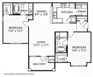 2 beds, 2 baths, 1,077 sqft, $1,220