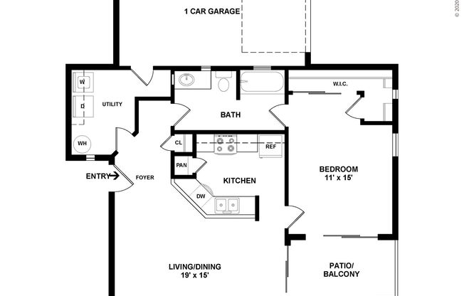 1 bed, 1 bath, 797 sqft, $1,309