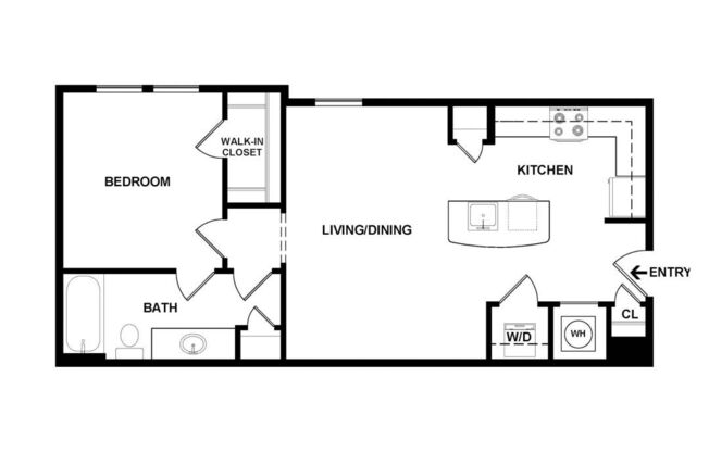 1 bed, 1 bath, 670 sqft, $1,323