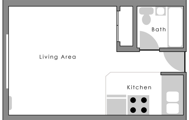 Studio, 1 bath, 450 sqft, $1,145