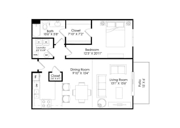 1 bed, 1 bath, 958 sqft, $1,534
