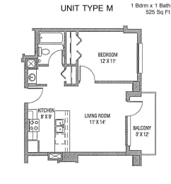 1 bed, 1 bath, 525 sqft, $1,550