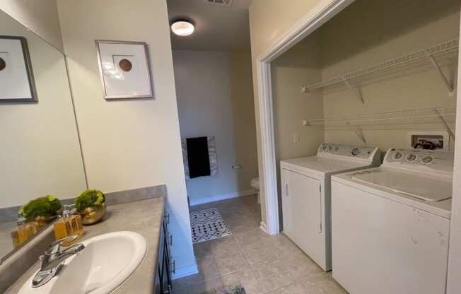 North Gate Apartment Homes Model Bathroom with Laundry Closet