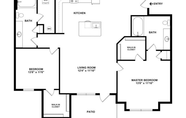 2 beds, 2 baths, 1,128 sqft, $1,748