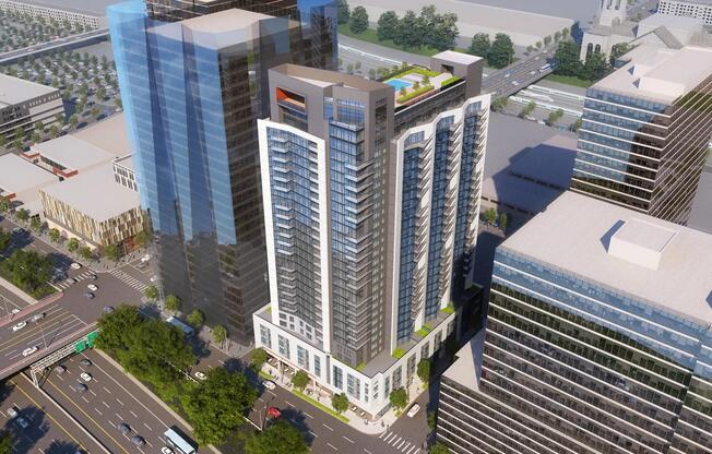 Modera McGavock, located in The Gulch, features a rooftop pool with spacious sundeck with sweeping views of the Nashville, TN skyline.