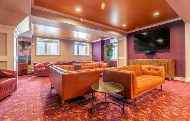 Met245 Apartments Clubhouse Seating Area and TV