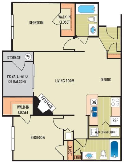 2 beds, 2 baths, 1,076 sqft, $735, Unit 4123