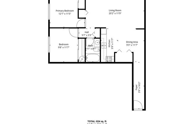 2 beds, 1 bath, 800 sqft, $949, Unit 1316 - 309