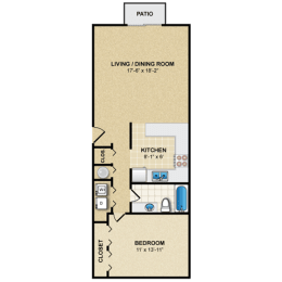 1 bed, 1 bath, 748 sqft, $1,117