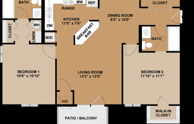 2 beds, 2 baths, 944 sqft, $2,018