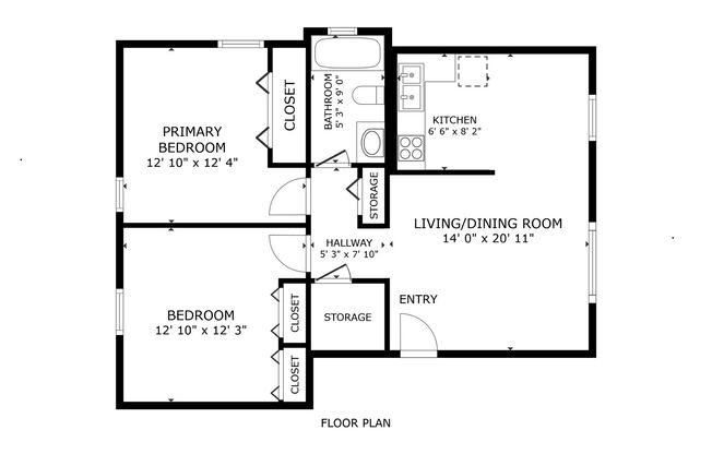 2 beds, 1 bath, 875 sqft, $1,000, Unit 4124 - APT 1