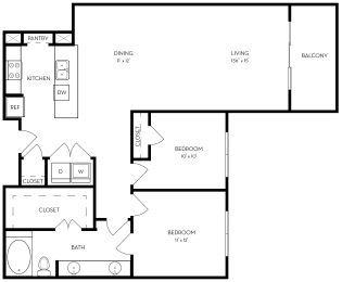 2 beds, 1 bath, 1,124 sqft, $2,031