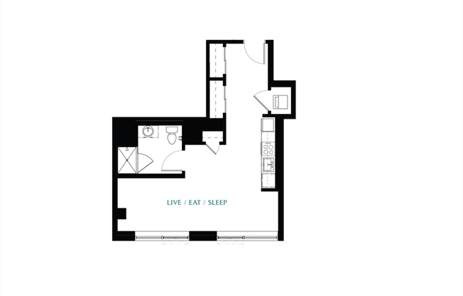 Studio, 1 bath, 557 sqft, $3,075, Unit 2-703