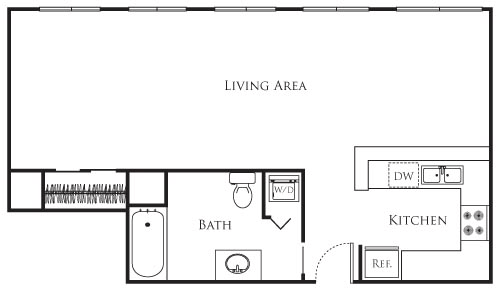 Studio, 1 bath, 562 sqft, $1,890