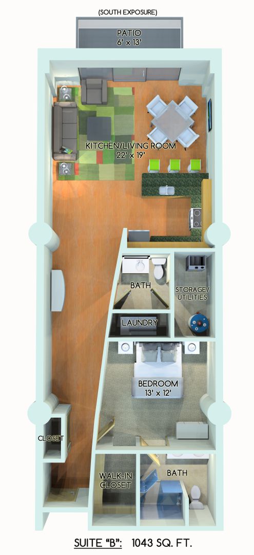 1 bed, 1.5 baths, 1,022 sqft, $1,900, Unit 102