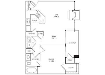 1 bed, 1 bath, 801 sqft, $1,209