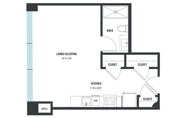 Studio, 1 bath, 433 sqft, $1,044