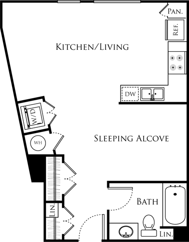 Studio, 1 bath, 652 sqft, $1,899, Unit 348