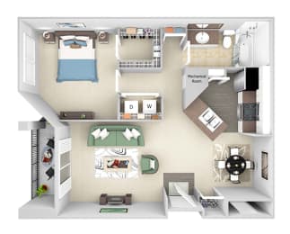 1 bed, 1 bath, 842 sqft, $1,332