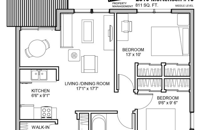 2 beds, 1 bath, 811 sqft, $860, Unit 16