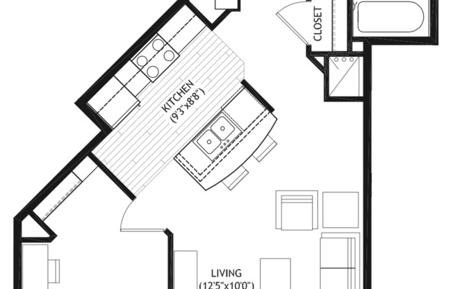 1 bed, 1 bath, 614 sqft, $2,325, Unit 606