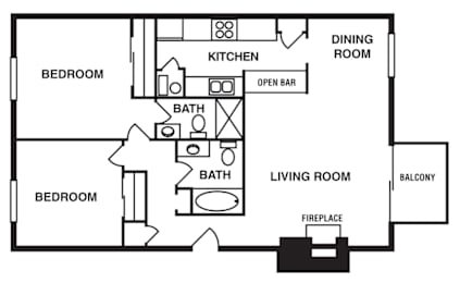  Floor Plan 2 Bedroom/2 Bathroom