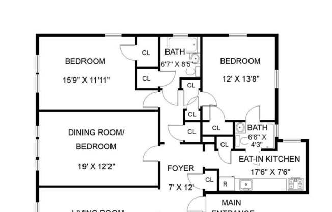 3 beds, 2 baths, 1,300 sqft, $2,995, Unit 5E