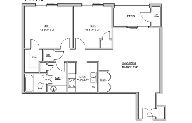 2 beds, 1 bath, $1,100