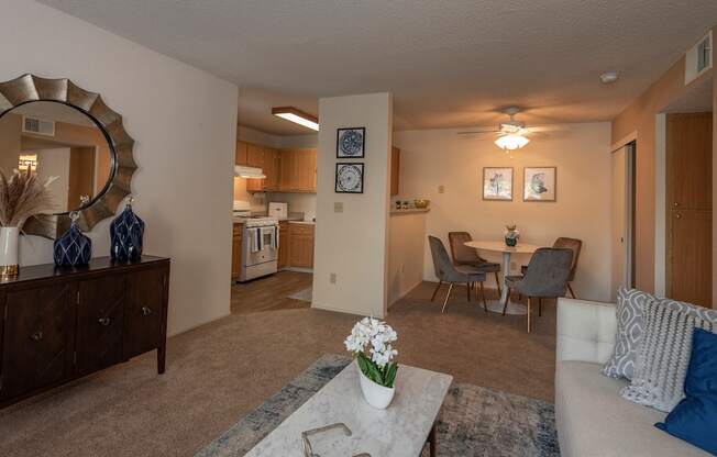 Canterbury Downs model living spaces kitchen dining room and living room, Roseville, CA, 95678