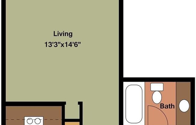 Studio, 1 bath, 433 sqft, $1,725, Unit 111