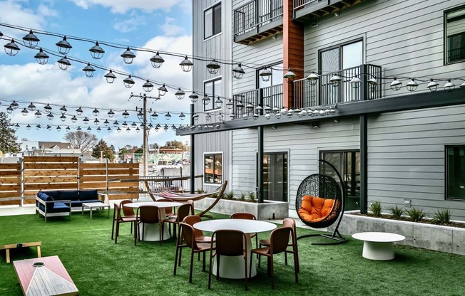 Outdoor courtyard at The Mill Apartments in Benson, NE