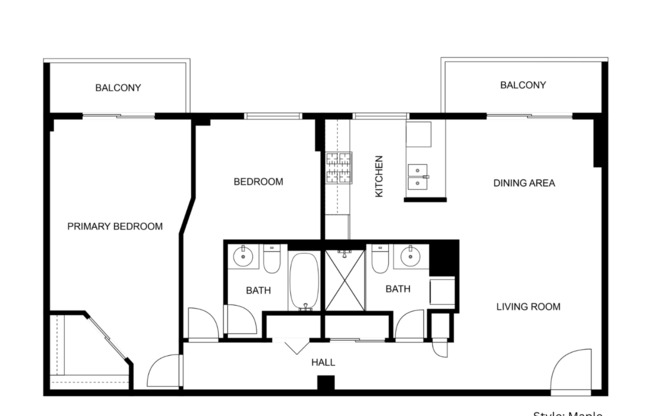 2 beds, 2 baths, 918 sqft, $1,765, Unit 305