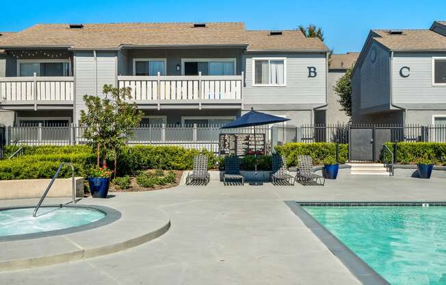 our apartments have a resort style pool and hot tub