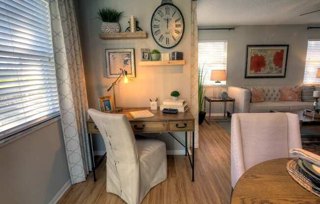 A cozy nook is at the ready for work from home.