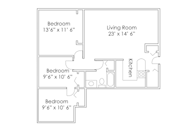 3 beds, 1 bath, 880 sqft, $1,505