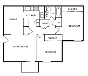 2 beds, 1 bath, 944 sqft, $1,050