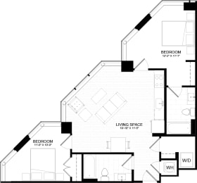 2 beds, 2 baths, 914 sqft, $2,349