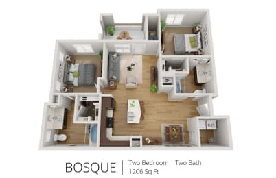 BOSQUE Floor Plan at SkyStone Apartments, Albuquerque, New Mexico