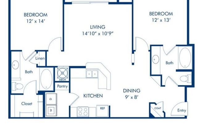 2 beds, 2 baths, 1,170 sqft, $1,557
