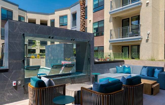 Outside Lounge at The Lofts at Carlsbad Village, Carlsbad