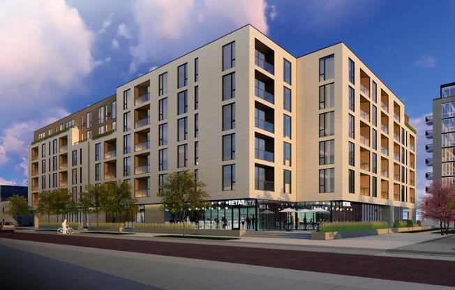 Exterior rendering of the 5-story building