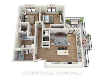 2 beds, 2 baths, 1,032 sqft, $3,475