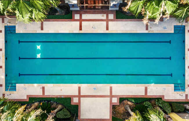 A rectangular pool surrounded by a red border.