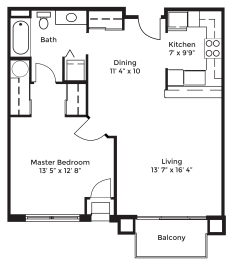 1 bed, 1 bath, 772 sqft, $1,745