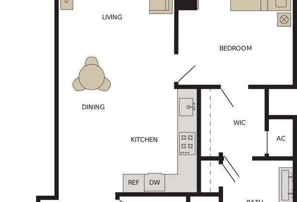 1 bed, 1 bath, 822 sqft, $3,427, Unit 3107